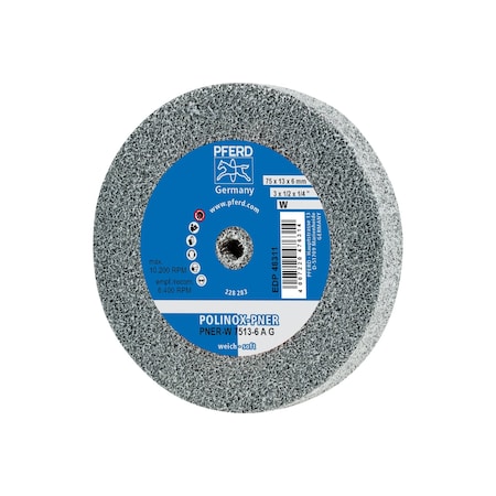 Pferd Unitized Wheel, 2AM, Crs, 3"x1/2"x1/4", 3 in Dia, 1/2 in W, 1/4 in Arbor Hole 48311